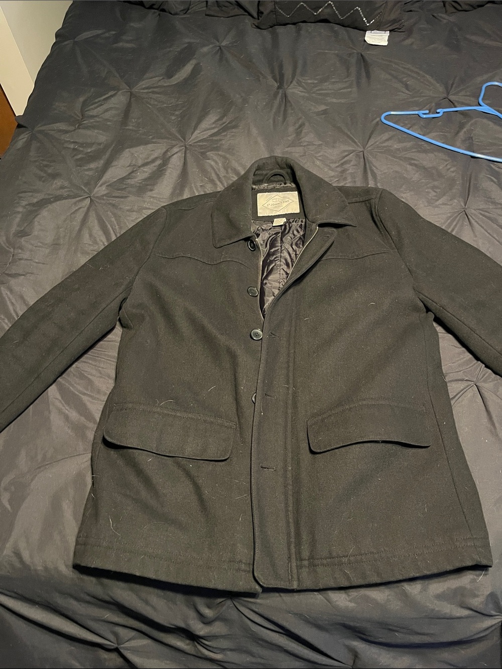 St. John's Bay Men's Black Wool Pea Coat